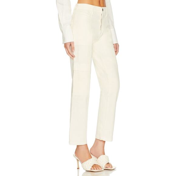 NWT Hudson Women's Utility Cargo Fashion Pants, Ecru, Size 30 Ankle, Mid-Rise - Picture 2 of 14